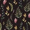 Watercolor vintage floral summer seamless pattern. Natural botanical texture