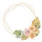 Watercolor vintage flowers and tropical floral, wildfloral wreath. Dried branches, rose, pampas graas, orhids, Tropical bohemian