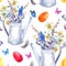 Watercolor vintage Happy Easter seamless pattern