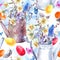 Watercolor vintage Happy Easter seamless pattern