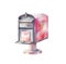 Watercolor vintage mailboxes. Post office watercolor clipart. Retro postboxes