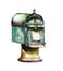 Watercolor vintage mailboxes. Post office watercolor clipart. Retro postboxes