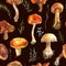 Watercolor vintage mushrooms seamless pattern