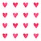 Watercolor vintage pink red vector hearts seamless pattern