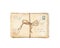 Watercolor vintage retro letter with stamp and mark tied with rope