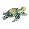 Watercolor vintage sea turtle natural greeting card