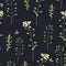 Watercolor vintage seamless pattern of Capsella Bursa-Pastoris Meadow Flowers