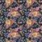 Watercolor vintage seamless pattern with chokeberry, ranunculus, autumn leaves, blue berries, lavender. Natural botanical texture
