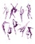Watercolor violet collection of contemporary dance peoples