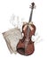 Watercolor violin illustration. Strings musical instruments in classic style