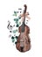 Watercolor violin illustration. Strings musical instruments in classic style