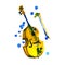 Watercolor violin isolated. Painted design element. Music, classic.