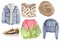 Watercolor warm autumn clothes clipart, fashion clothes