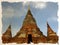 Watercolor of Wat Yai Chai Mongkol temple at Ayutthaya, Thailand