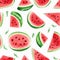 Watercolor Watermelon Seamless Pattern Vibrant Wallpaper