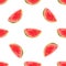 Watercolor watermelon slice vector illustrartion. Raw fruit food