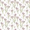 Watercolor waxflower pattern with leaves and flowers. Pattern of flowers on the white background.