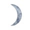 Watercolor waxing crescent Moon. Mystical blue lunar illustration isolated on white background. Magic Earth satellite