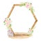 Watercolor wedding arch. Hand drawn wood hexagon archway with flowers isolated on white background. Modern geometric