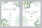 Watercolor wedding invitation cards. Greenery poster, invite. Elegant wedding invitation with watercolor green and gold