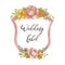 Watercolor wedding rose emblem. Hand draw floral illustration