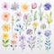 A watercolor that is whimsically inspired by both flowers and nature