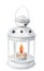 Watercolor white lantern with burning candle on white background