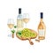 Watercolor white wine gourmet set Illustration