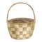 Watercolor wicker basket illustration. Hand painted brown empty woven container isolated on white background. Natural
