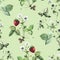 Watercolor wild berry with flowers for design.