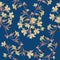 Watercolor wild periwinkle on blue background. Seamless pattern.