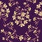 Watercolor wild periwinkle on burgundy background. Seamless pattern.