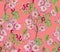 Watercolor wild rose pattern with peach background