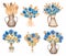 Watercolor Wildflower Clipart, Herbs Floral Bouquet Clip art, Herbarium in Vase, Meadow flower DIY, Blue flowers bouquet, Wedding