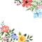 Watercolor wildflowers border, floral frame illustration with pretty flowers and greenery