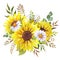 Watercolor wildflowers bouquet, hand painted sunflower bouquets, sunfower flower arrangement. Wedding invitation clipart elements.