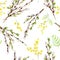 Watercolor willow tree branches pattern