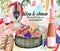 Watercolor Wine & cheese clipart