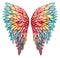 Watercolor wings. Tribal colored winged art design, magic bird plumage colorful isolated graphics on white background