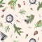 Watercolor winter holiday seamless pattern