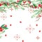 Watercolor winter holidays background. watercolor illustration Christmas tree, mistletoe branch, mistletoe berry, snowflake.