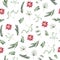 Watercolor winter seamless pattern with christmas fir branches Holly Jolly