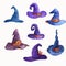Watercolor Witch hats set