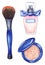 Watercolor women`s compact powder blush brush tool and perfume bottle