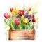 Watercolor Wonder: A Beautiful Tulip woondex plant boxed AI Generated