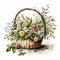 Watercolor Wonder: A Gorgeous Basket Bouquet of Spring\\\'s Most Delightful Flowers AI Generated