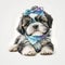 Watercolor Wonders: Shih Tzu Puppy Portrait AI Generated