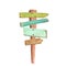 Watercolor wooden signpost