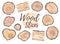 Watercolor Wooden Slices and sign boards Collection clipart