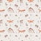 Watercolor Woodland animal Scandinavian seamless pattern. Fabric wallpaper background with Owl, hedgehog, fox and